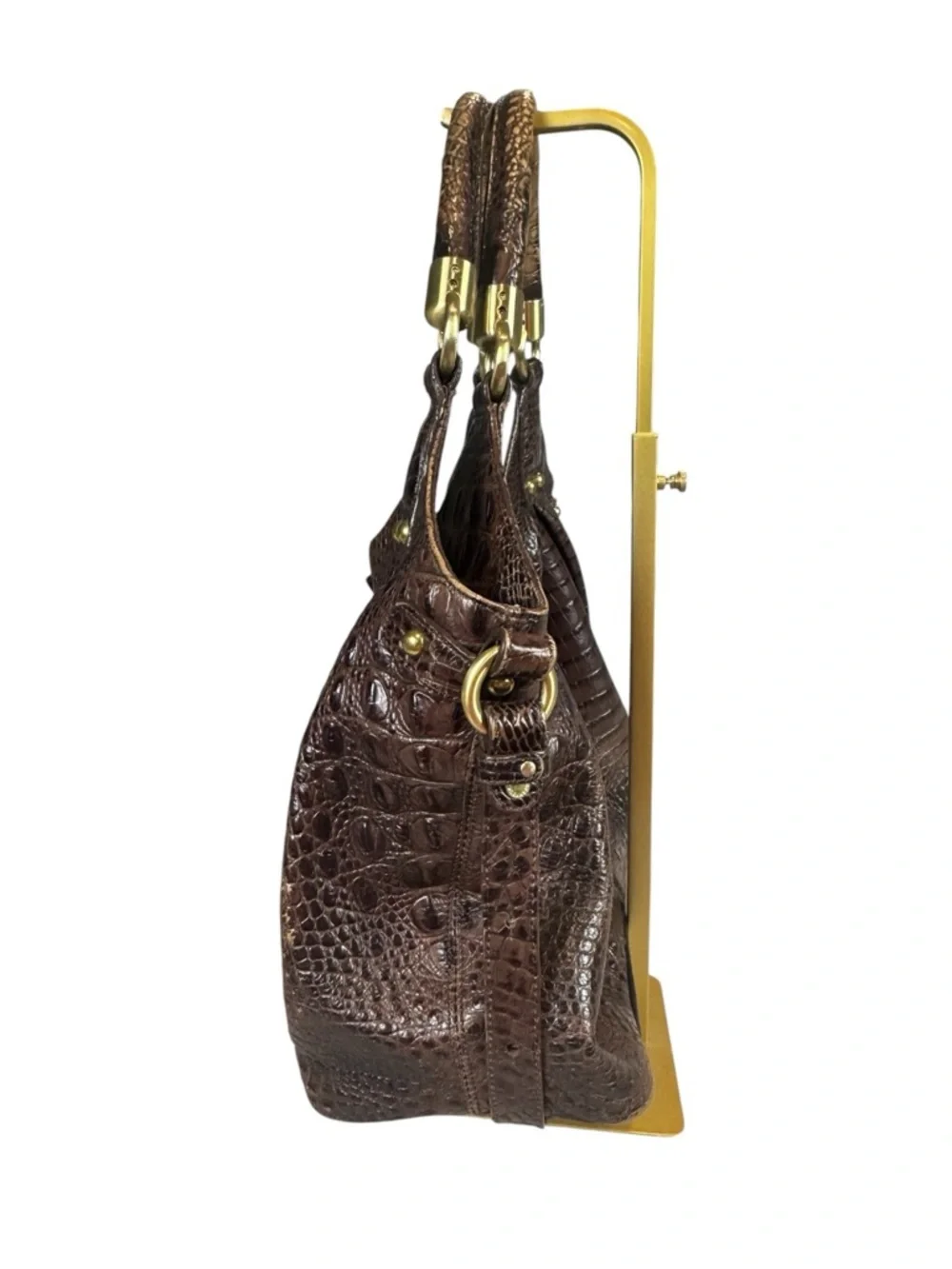 Brahmin Dagny Melbourne Croc Embossed Brown Satchel & Wallet Set
